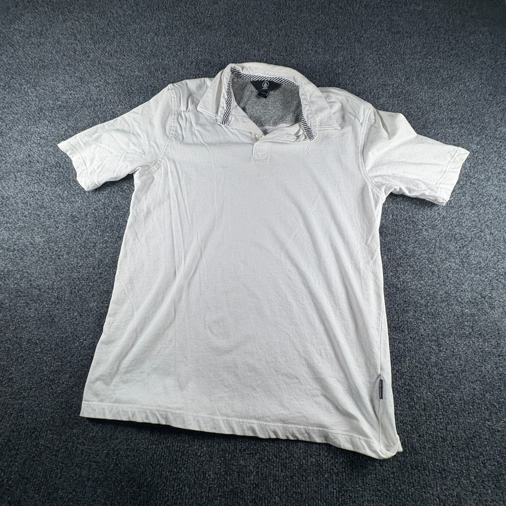 Volcom Polo Shirt Boys 14Y White Performance Golf Tennis UPF‎ 30+ Protection